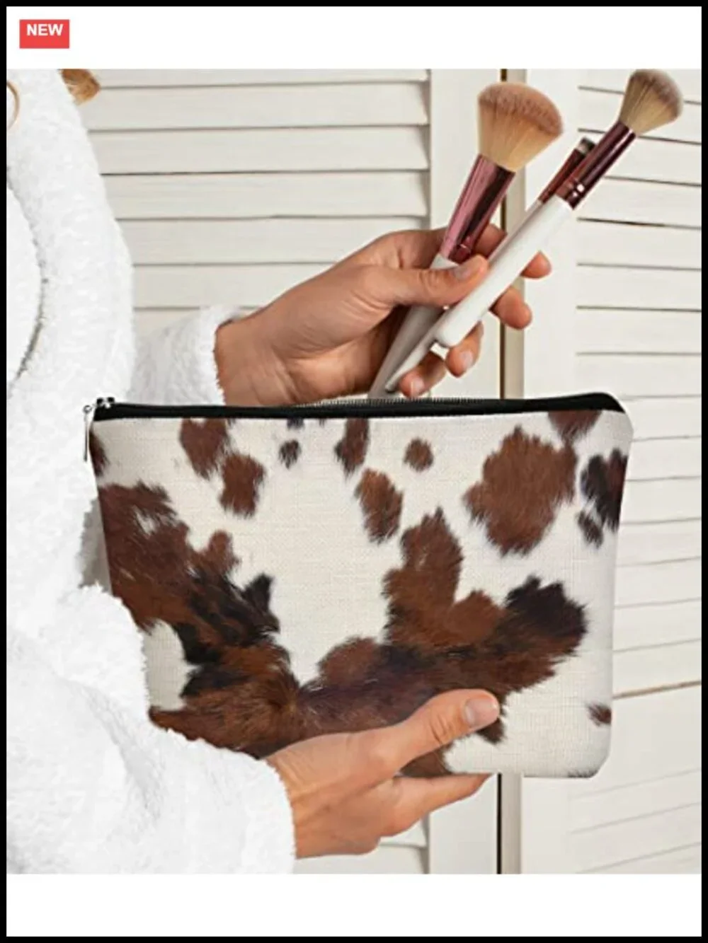 Western Cow Print Makeup Bag Cosmetic Bag Linen